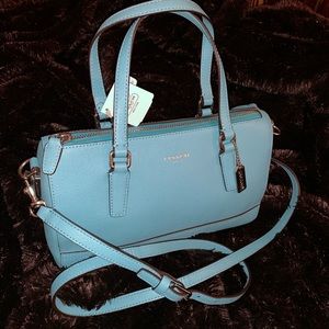 Coach Saffiano Mini Satchel Robin Blue NWT